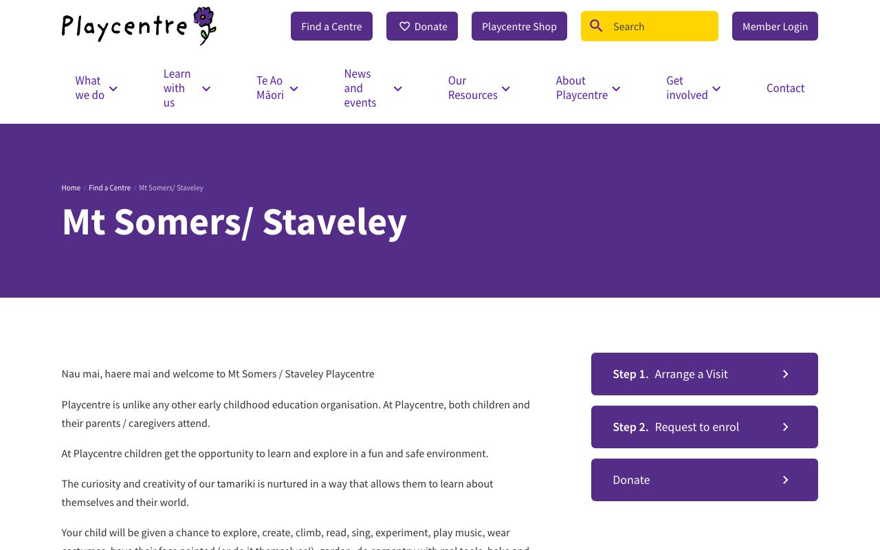 Preview of Mt Somers Playcentre's website
