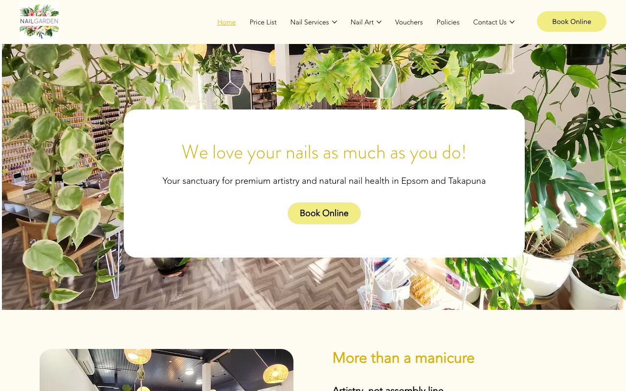 Preview of Nail Garden's website