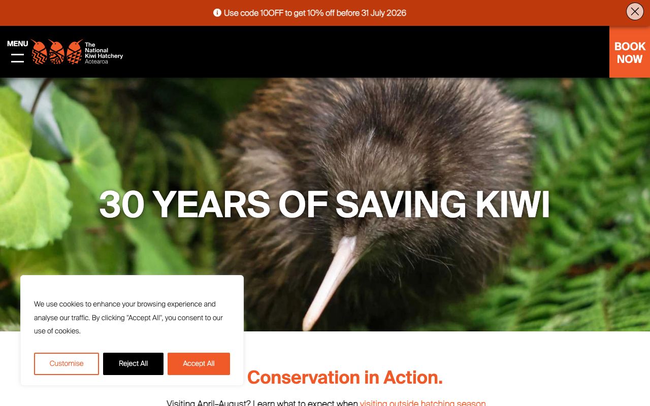 Preview of National Kiwi Hatchery Booking Office's website
