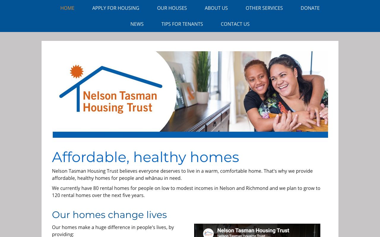 Preview of Nelson Tasman Housing Trust's website
