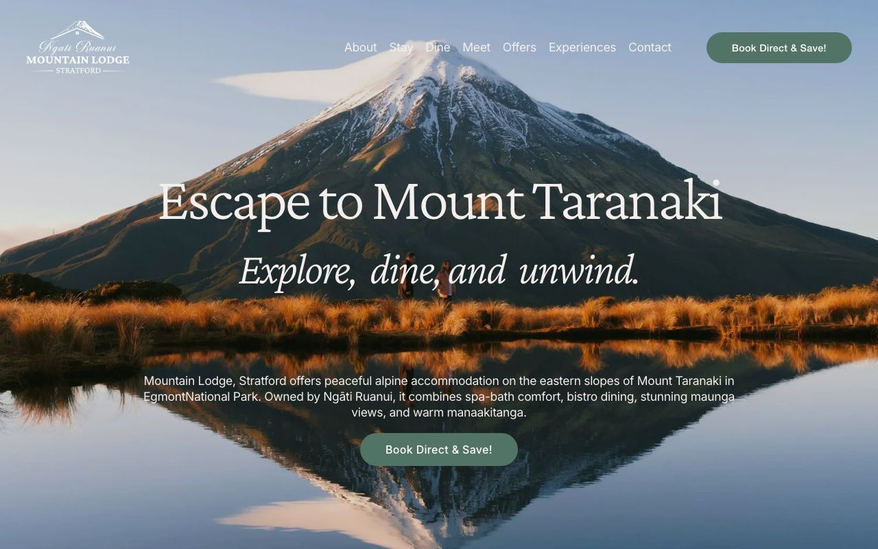 Preview of Ngati Ruanui Stratford Mountain House's website