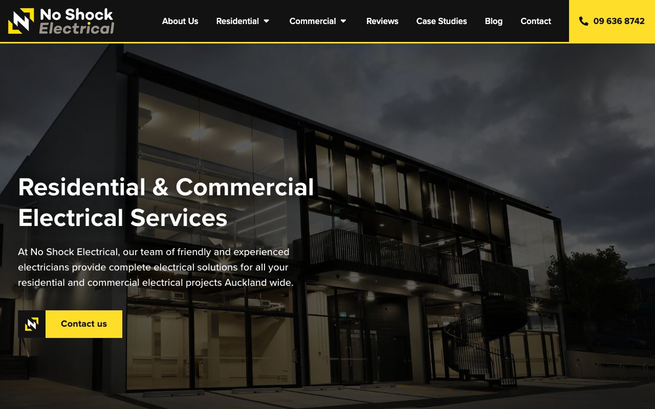 Preview of No Shock Electrical's website