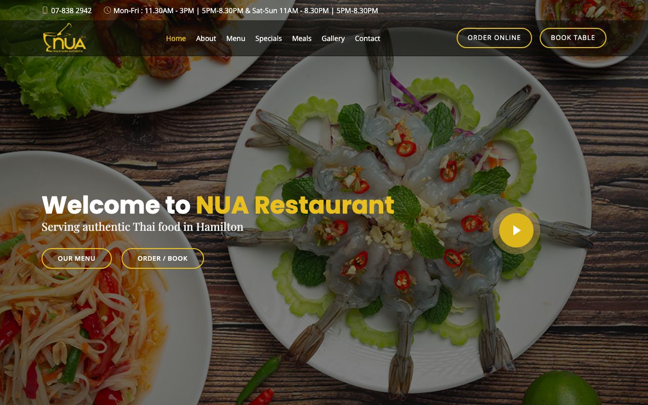 Preview of Nua Thai's website