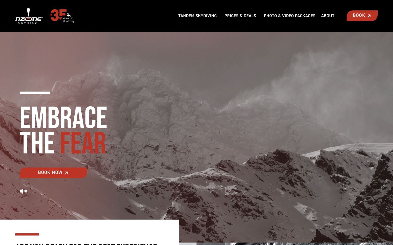 Preview of NZOne Skydive's website