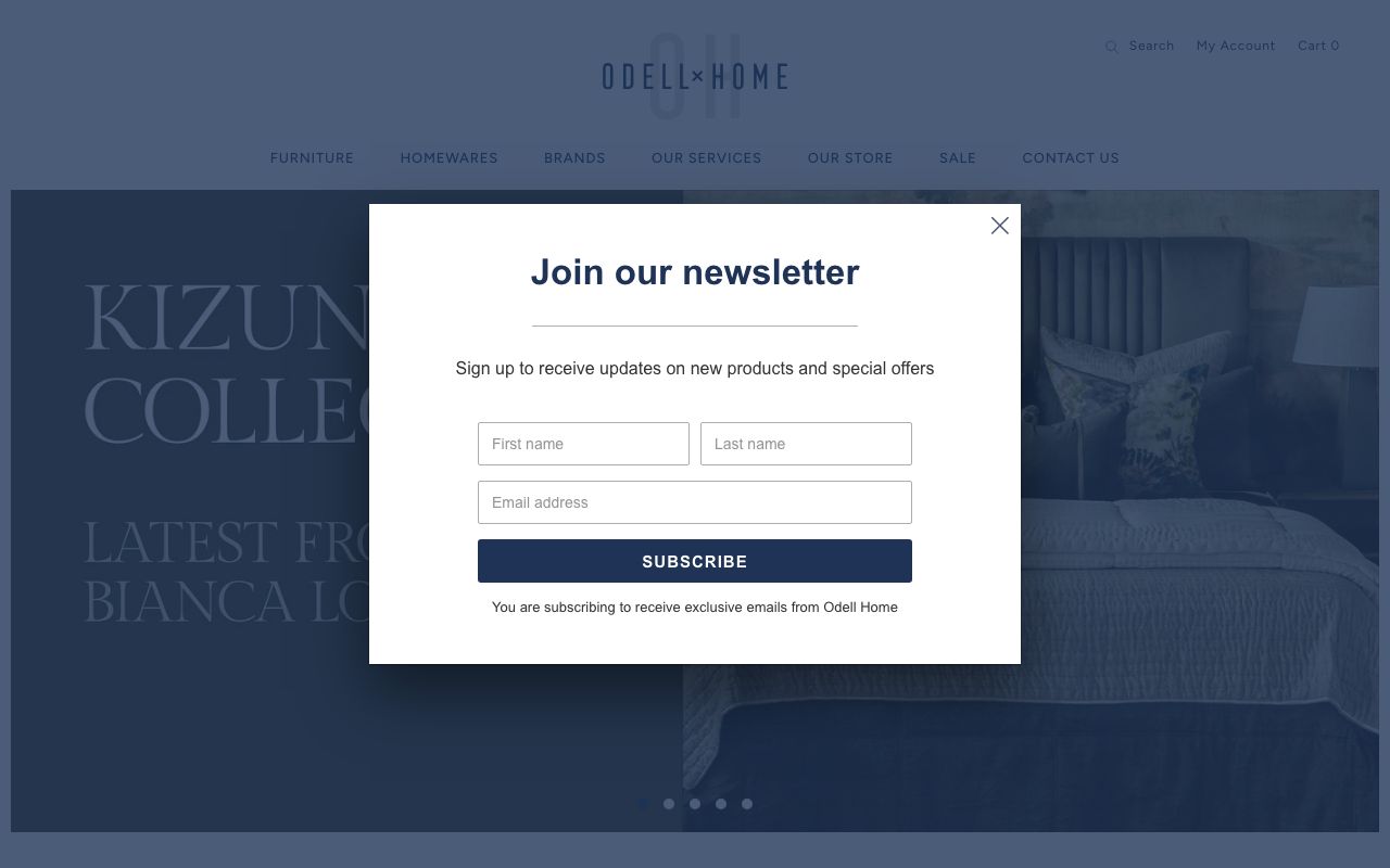 Preview of Odell x Home's website