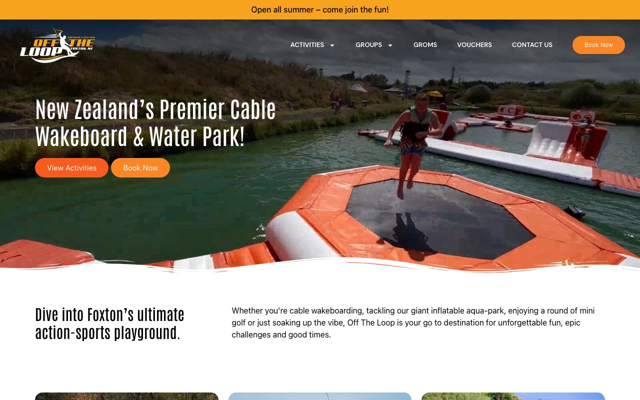 Preview of Off The Loop Wakeboard Cable Park's website
