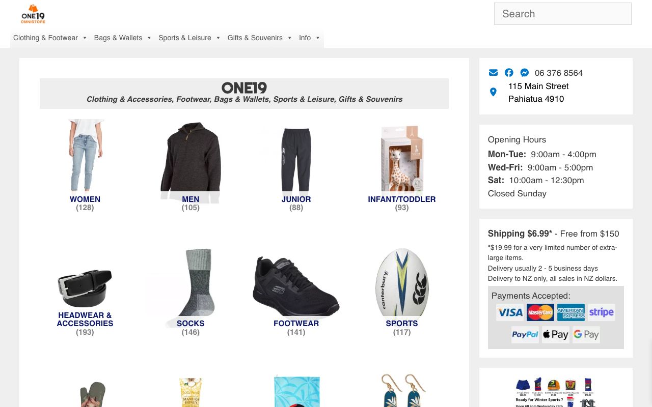 Preview of One19 - Omnistore's website