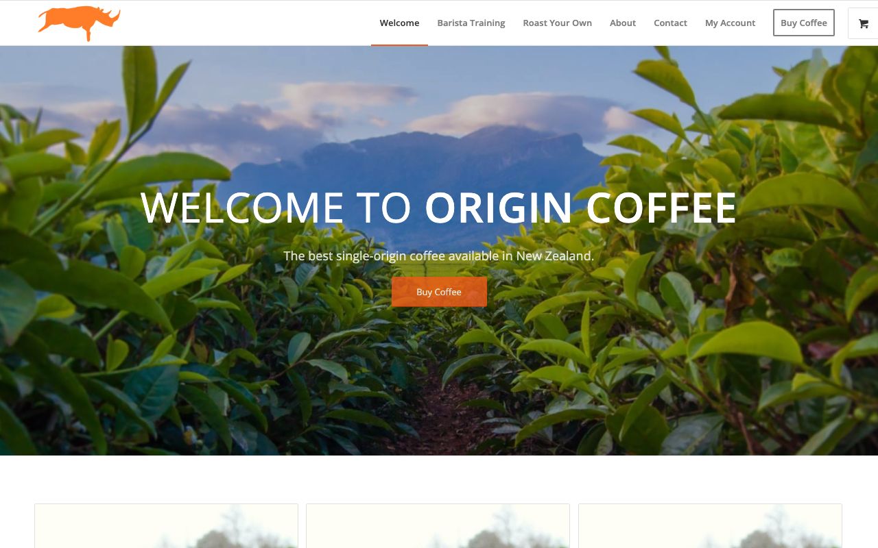 Preview of Origin Coffee's website