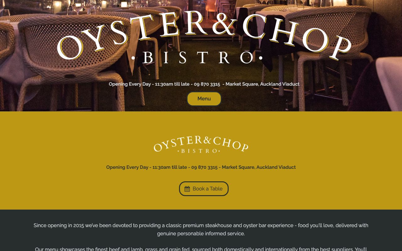 Preview of Oyster & Chop's website