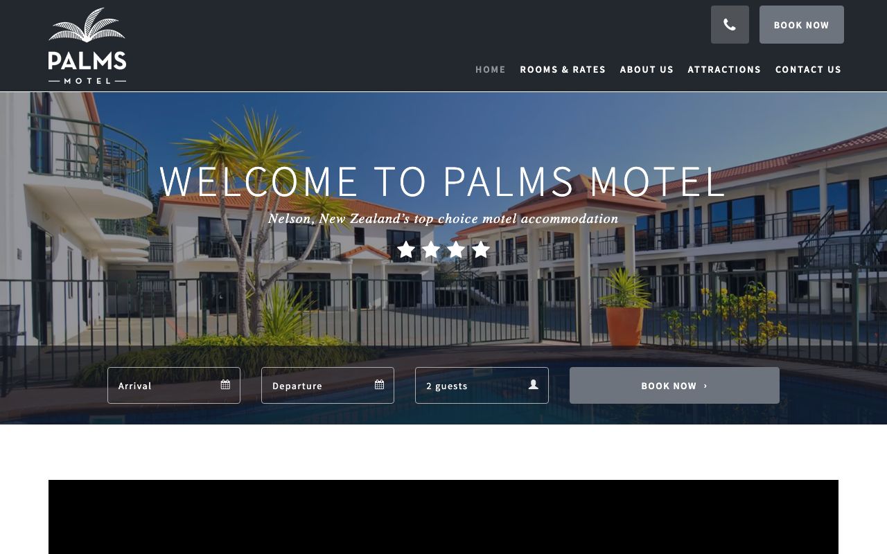 Preview of Palms Motel's website