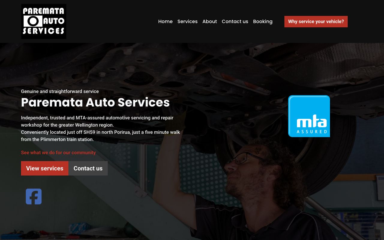 Preview of Paremata Auto Services's website