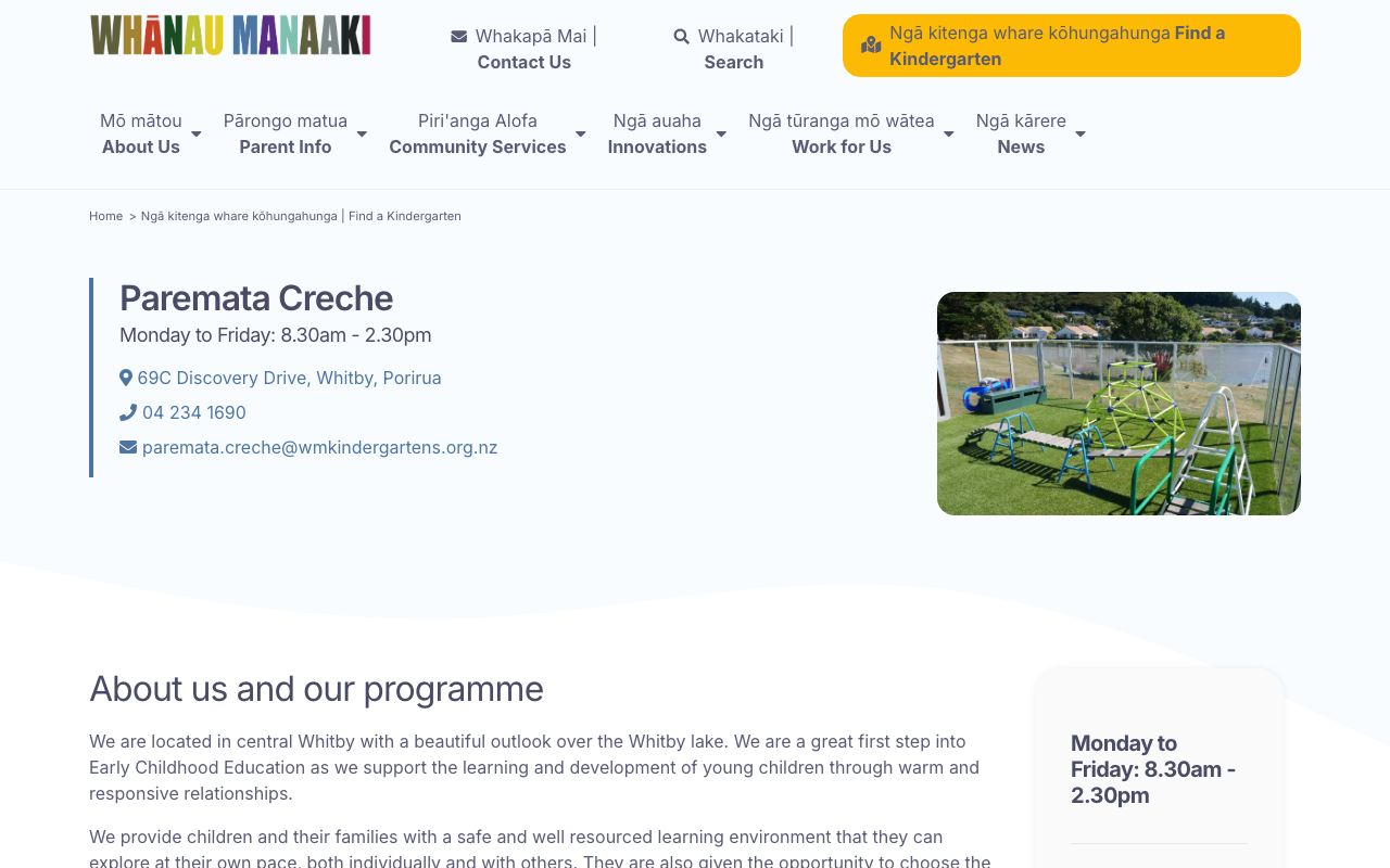 Preview of Paremata Creche's website