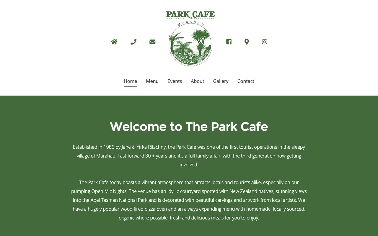 Preview of Park Cafe's website