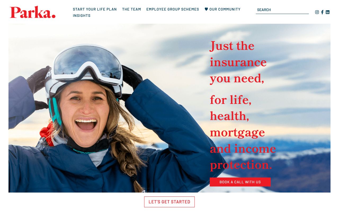 Preview of Parka Insurance's website