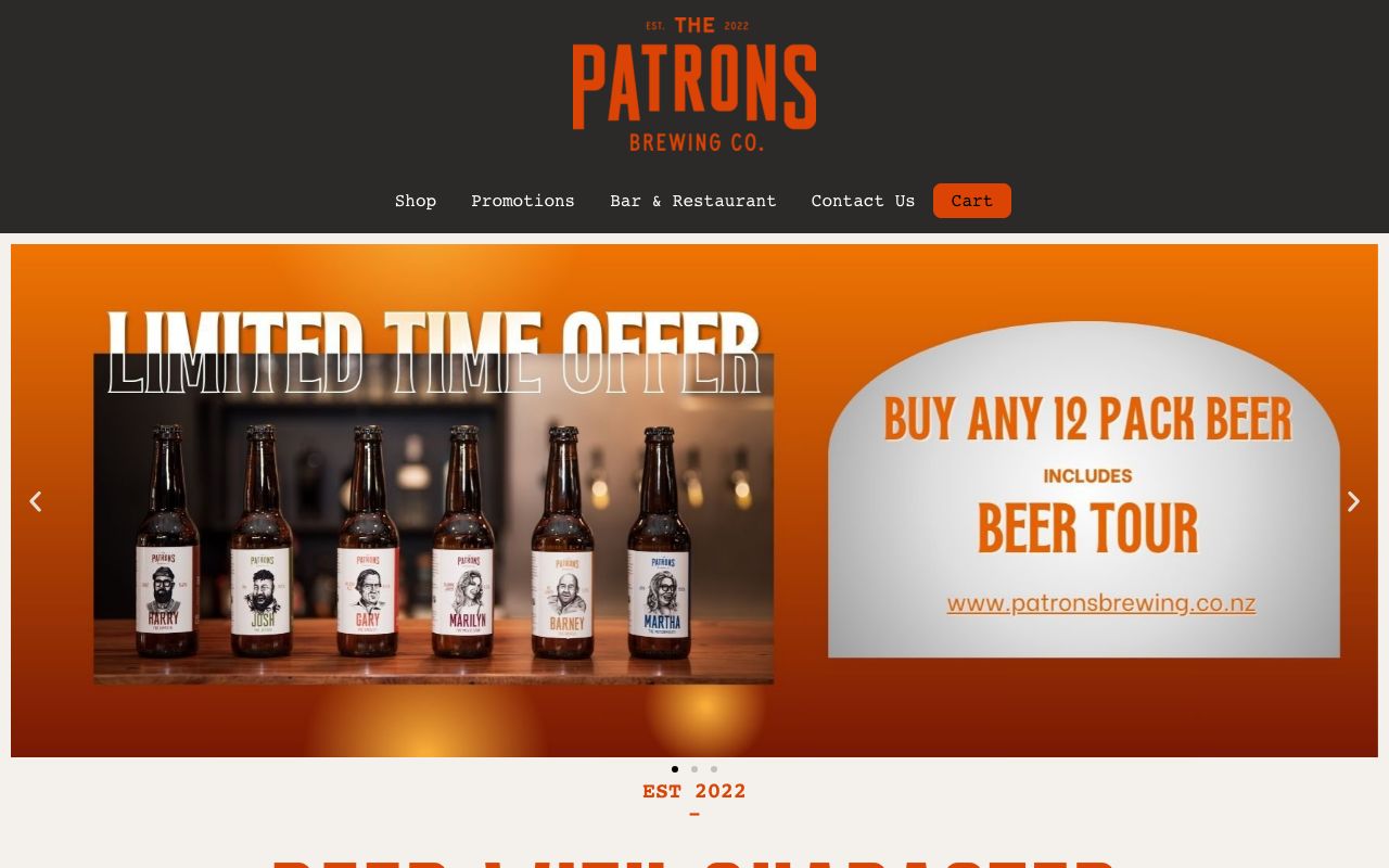 Preview of Patrons Brewing's website