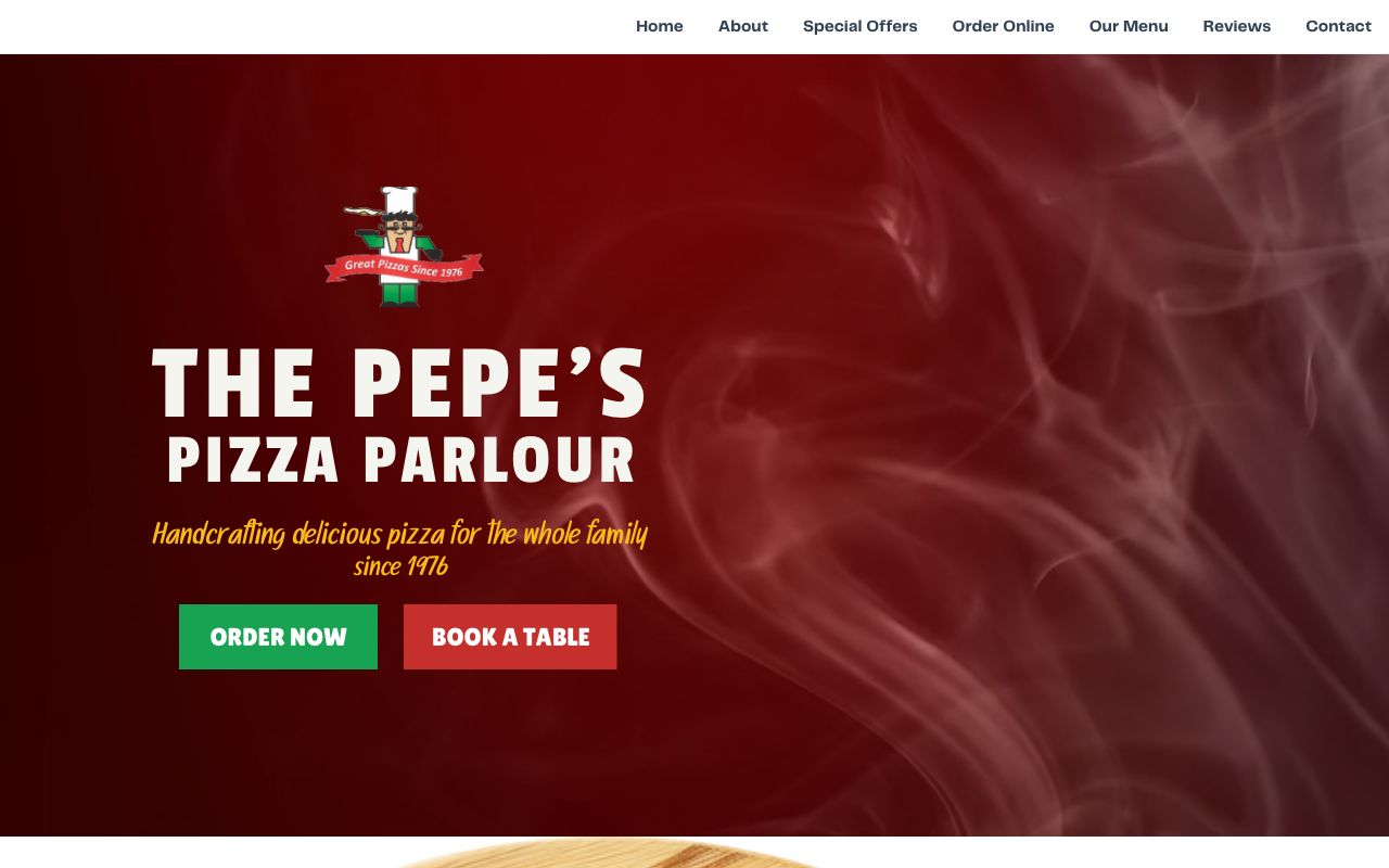 Preview of Pepe's Pizza Parlour.'s website