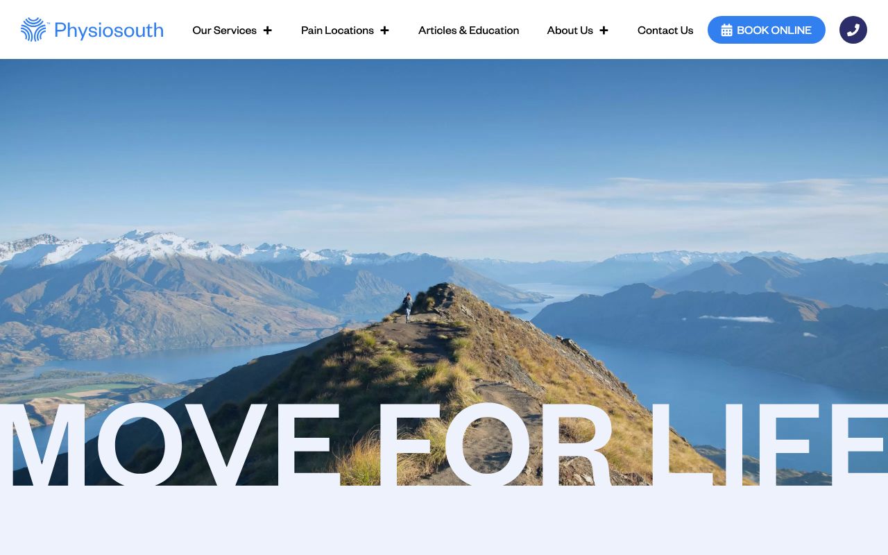 Preview of Physio South's website