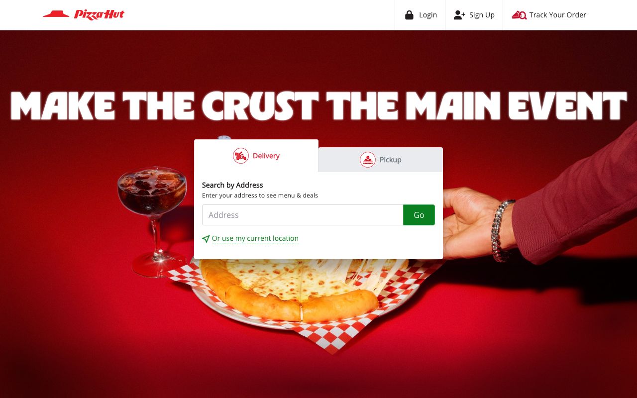 Preview of Pizza Hut's website