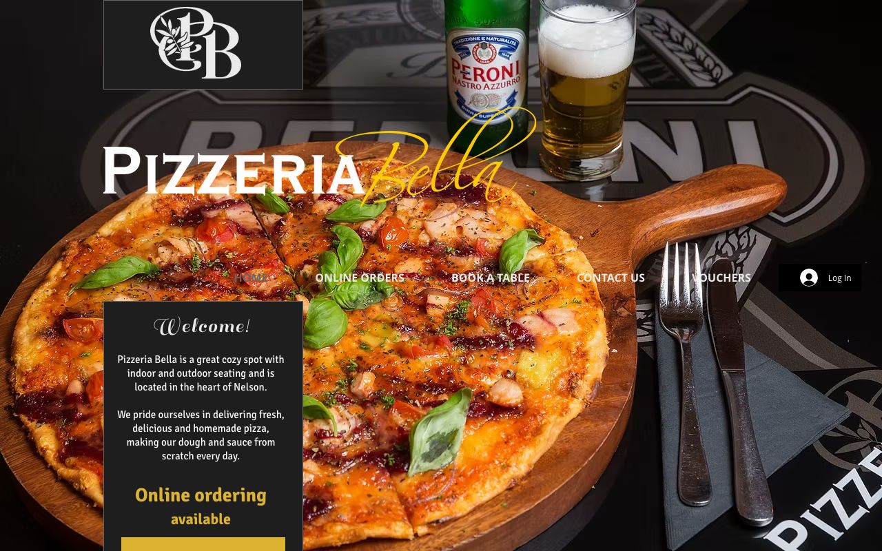 Preview of Pizzeria Bella's website