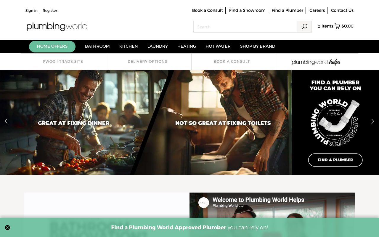 Preview of Plumbing World's website