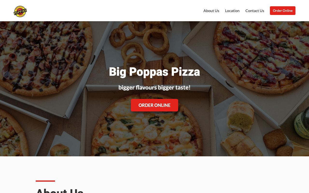 Preview of Poppas Pizza's website