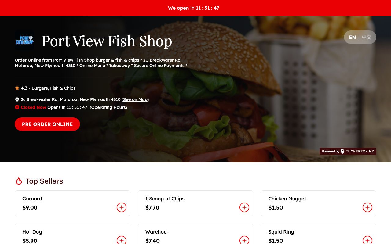 Preview of Port Fish Shop's website
