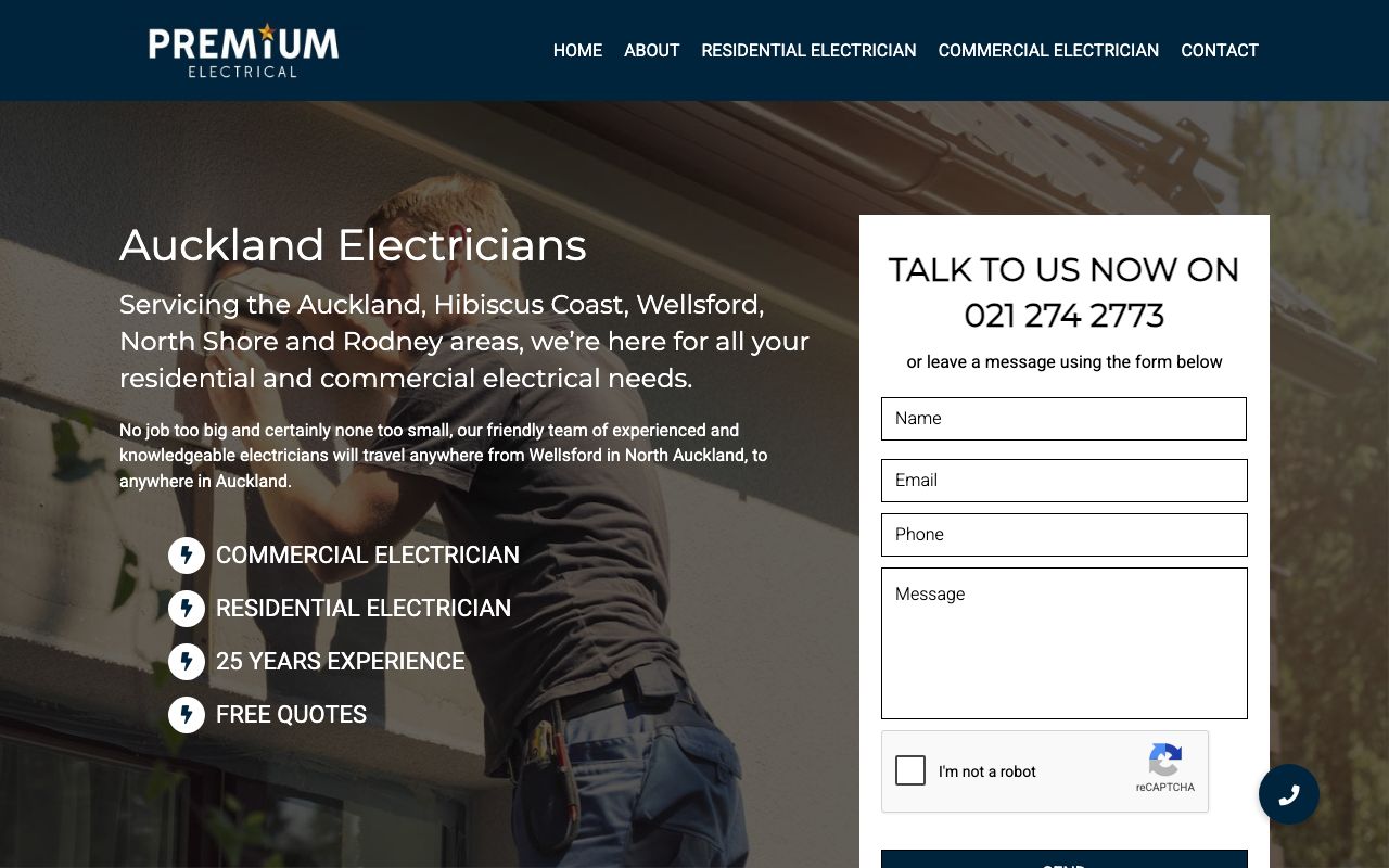 Preview of Premium Electrical's website