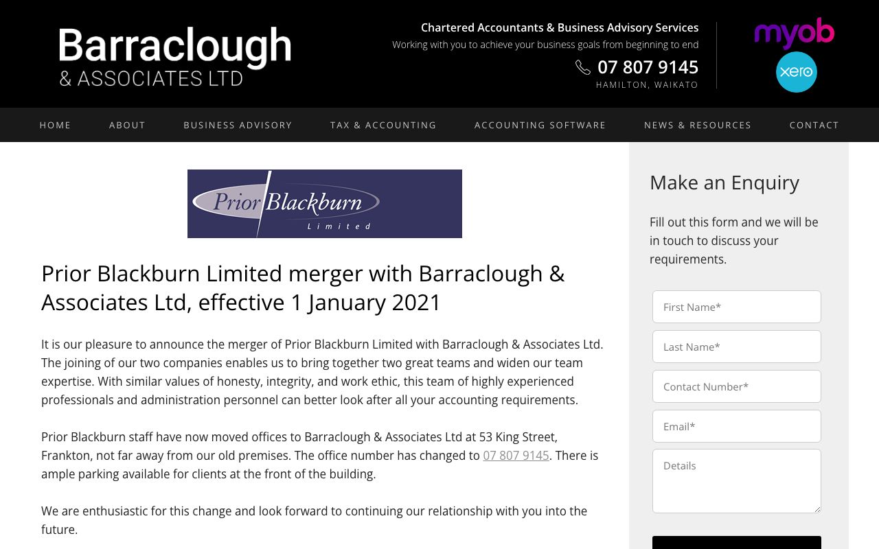 Preview of Prior Blackburn's website