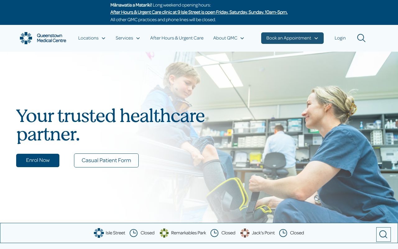 Preview of Queenstown Medical Centre's website