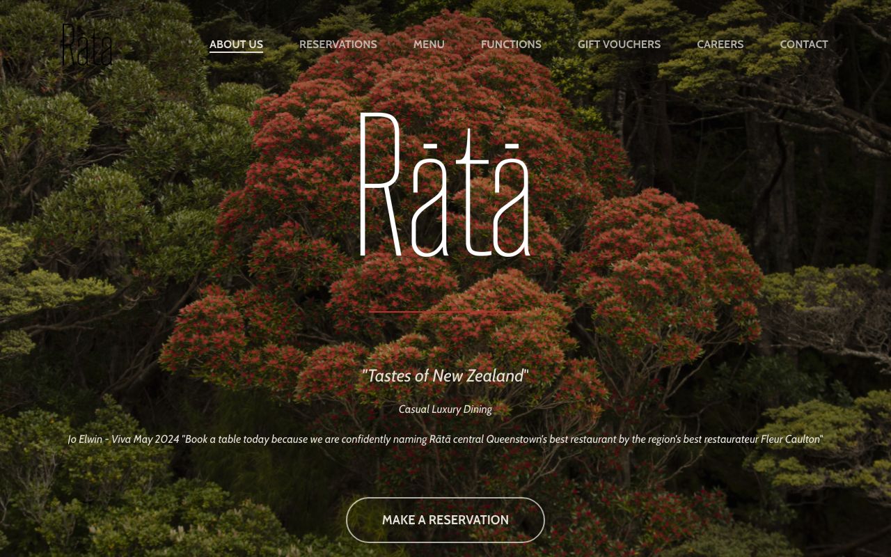Preview of Rata Dining's website