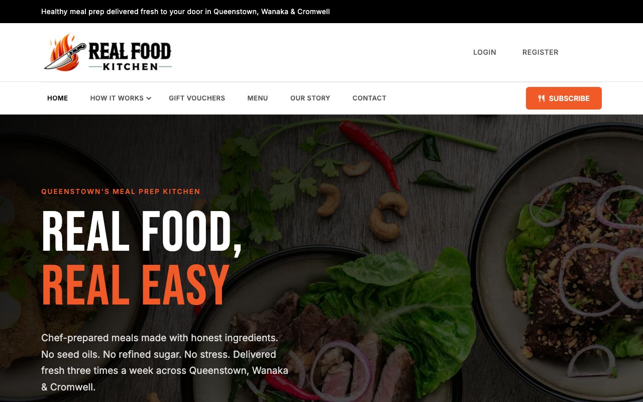 Preview of Real Food Kitchen's website