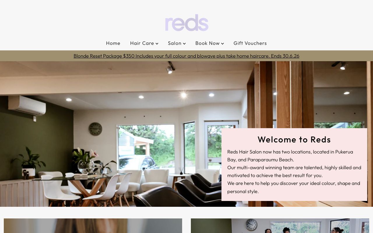 Preview of Reds Hairdressing's website