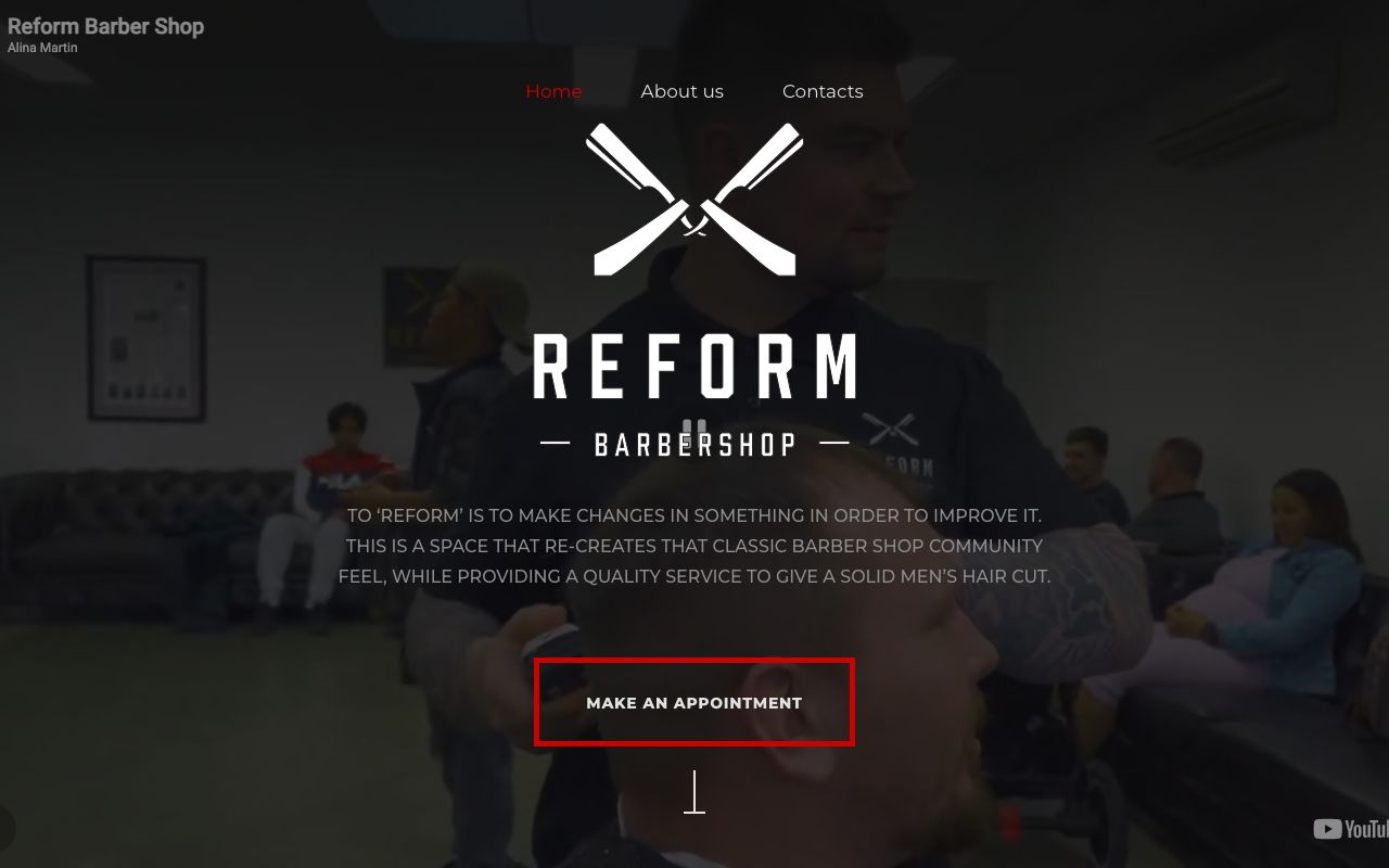 Preview of Reform Barbershop's website