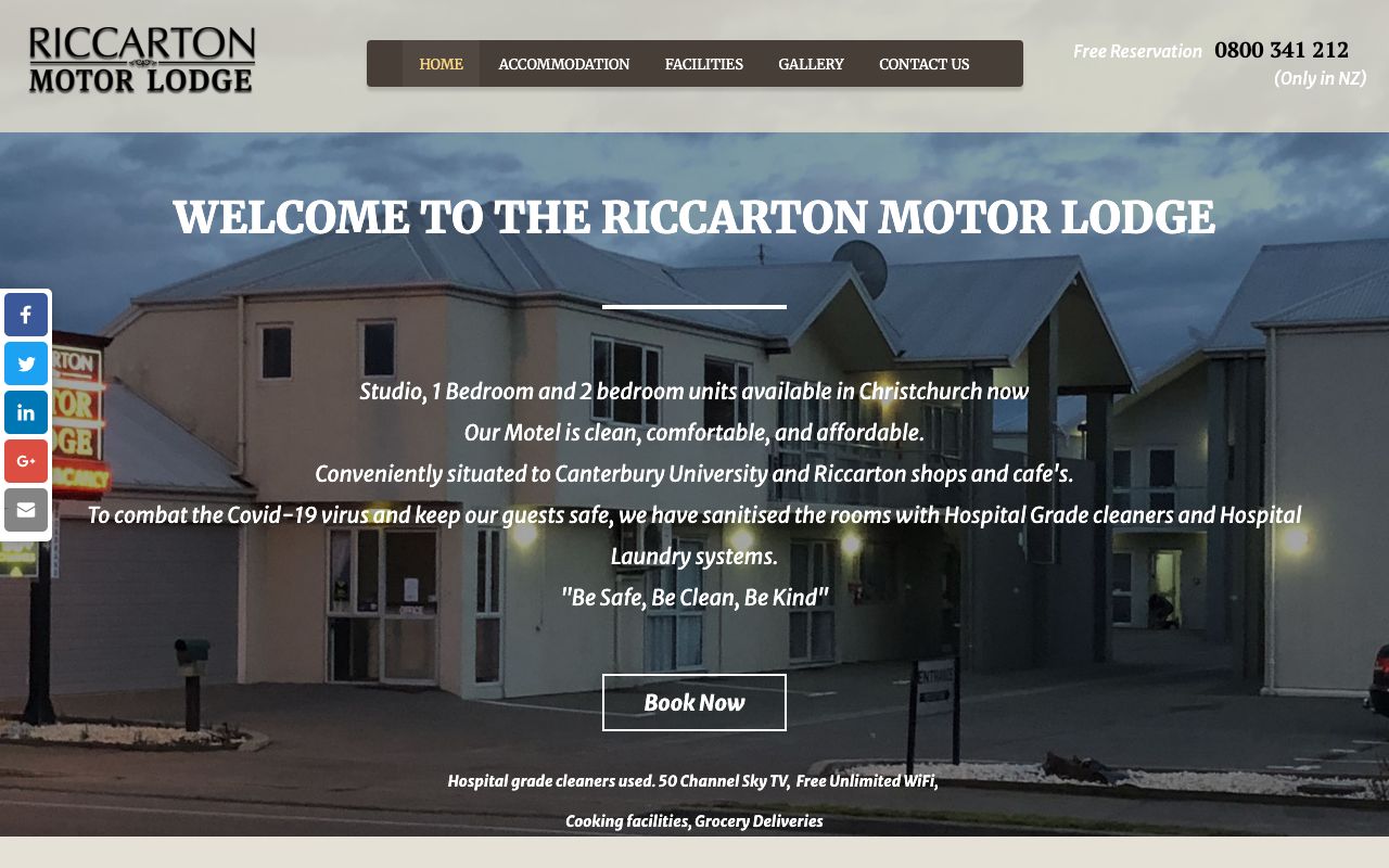 Preview of Riccarton Motor Lodge's website