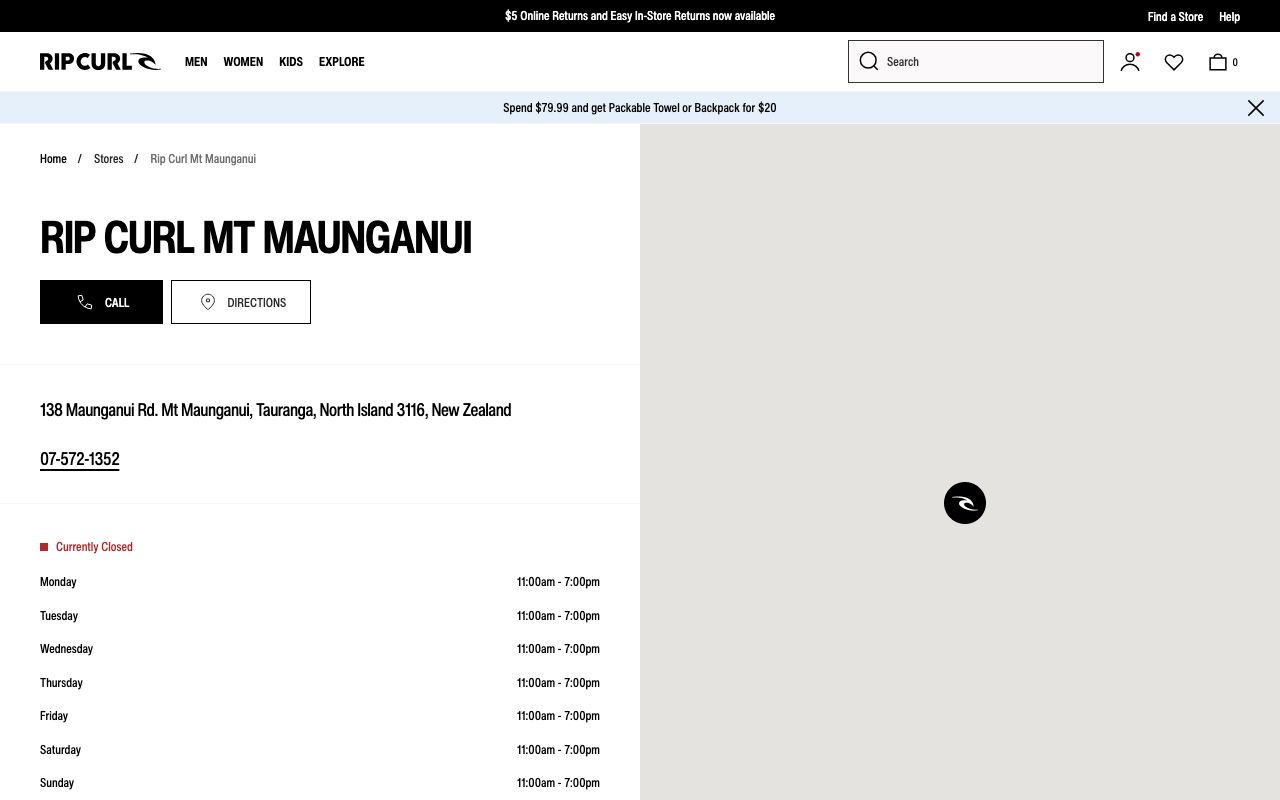 Preview of Rip Curl's website