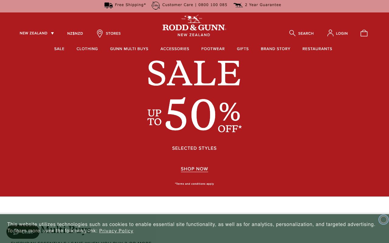 Preview of Rodd & Gunn's website