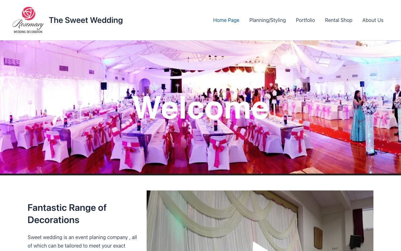 Preview of Rosemary Sweet Wedding Hire's website
