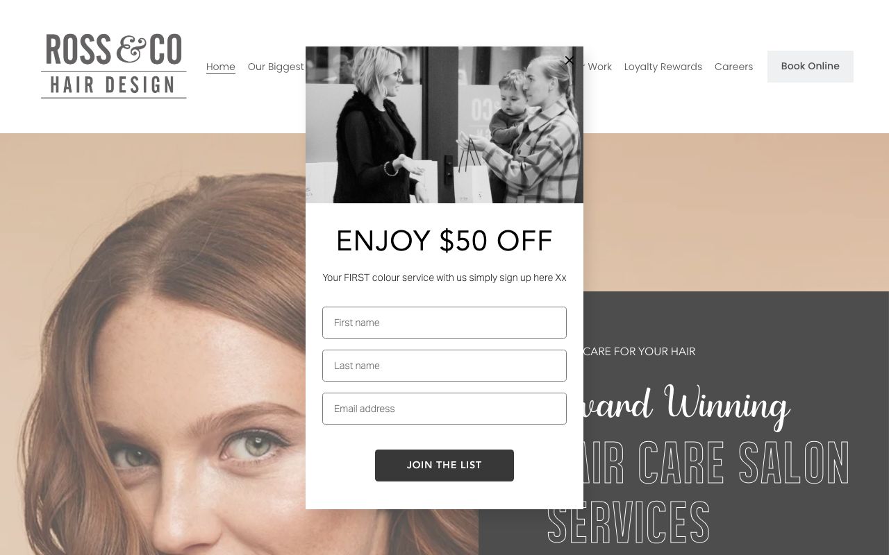 Preview of Ross & Co Hair Design's website