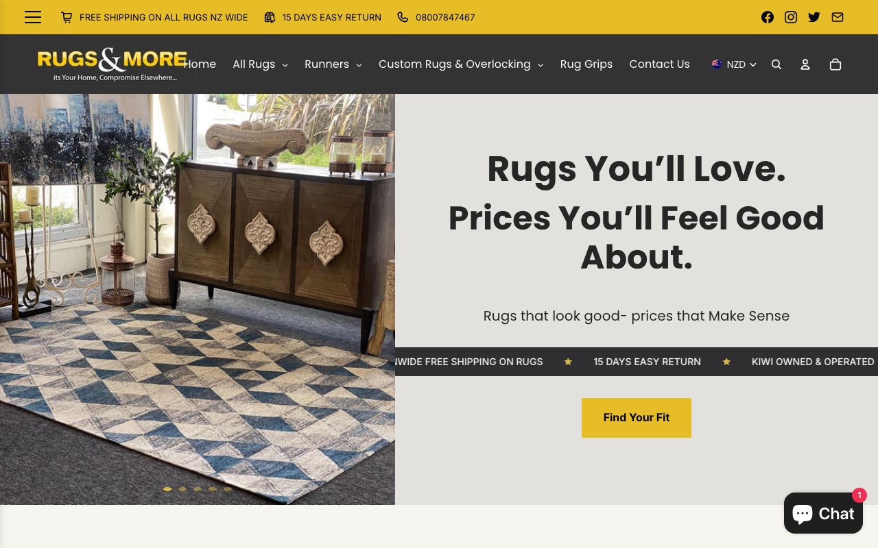 Preview of Rugs & More's website