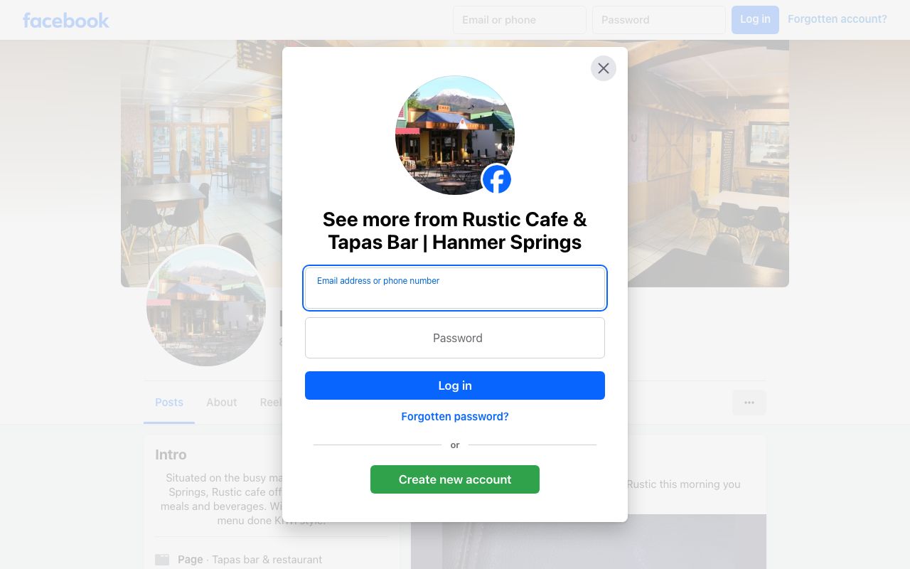 Preview of Rustic Cafe & Tapas Bar's website