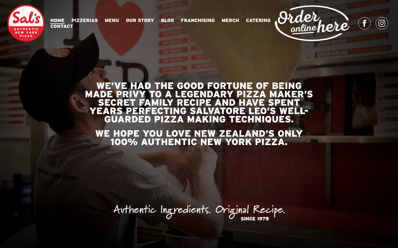 Preview of Sal's Authentic NY Pizza - Frankton's website