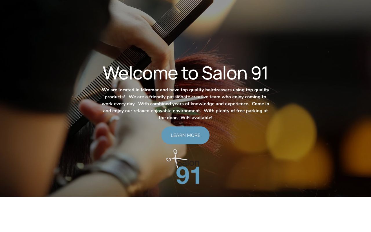 Preview of Salon91's website
