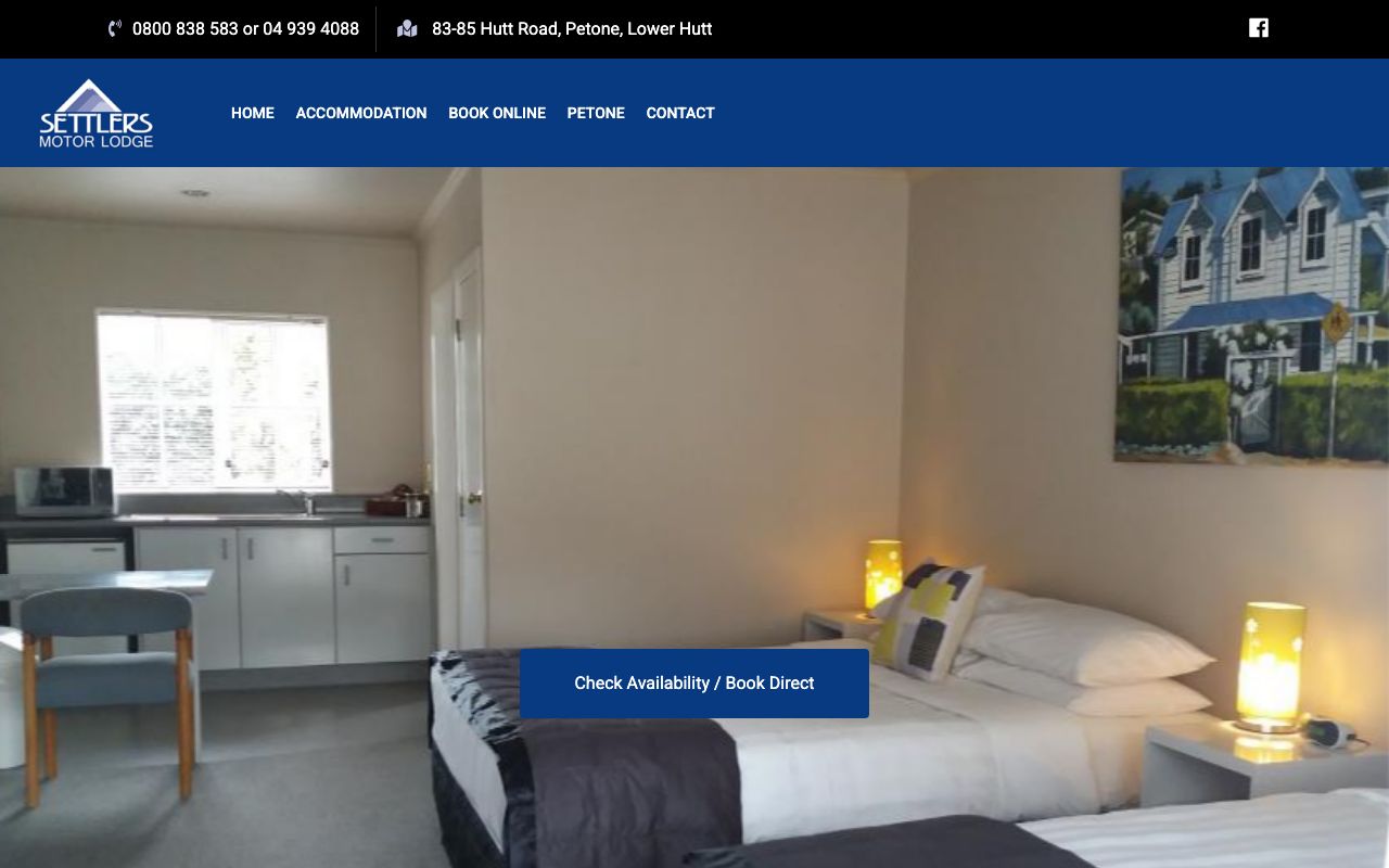 Preview of Settlers Motor Lodge's website
