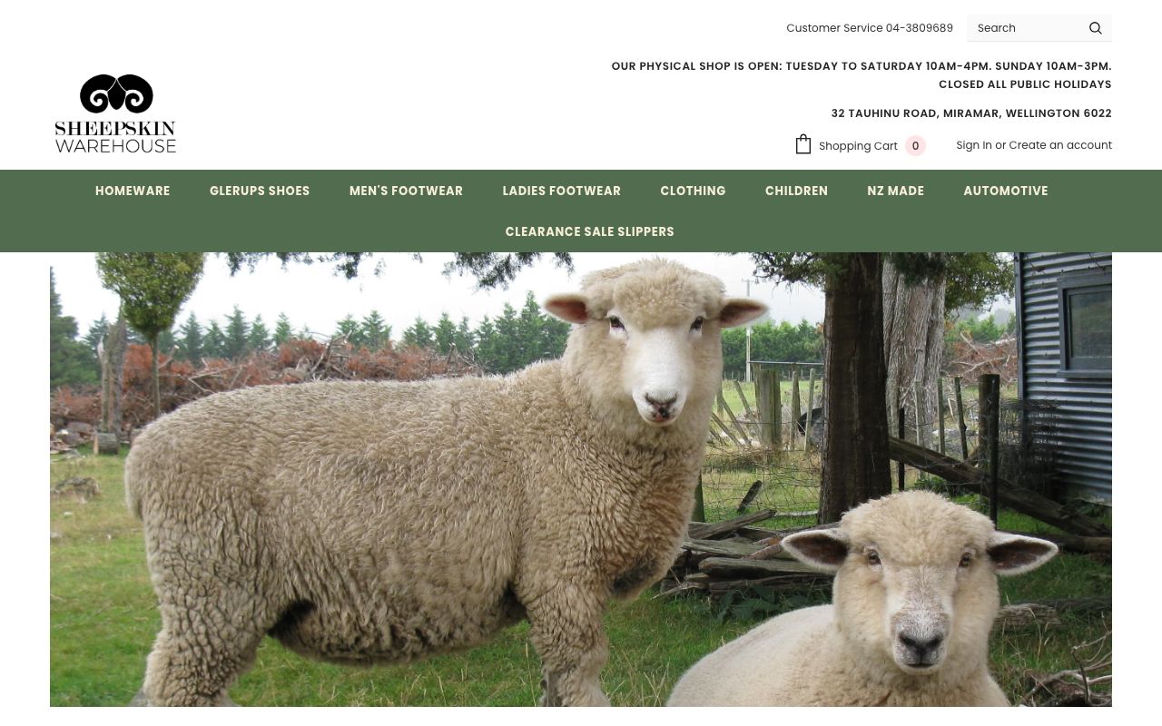 Preview of Sheepskin Warehouse's website