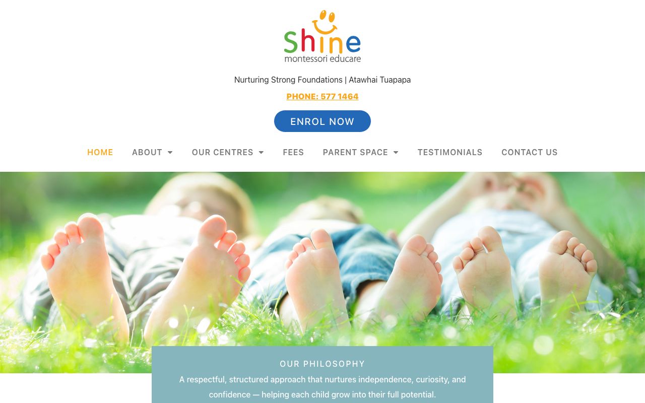 Preview of Shine Montessori Educare's website