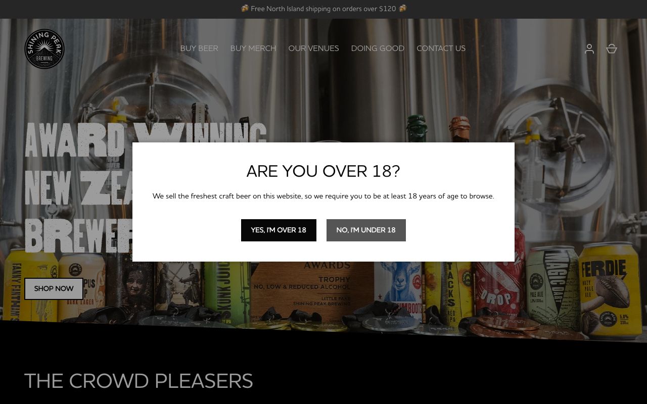 Preview of Shining Peak Brewing's website