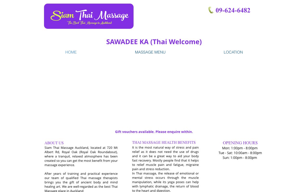 Preview of Siam Thai Massage's website