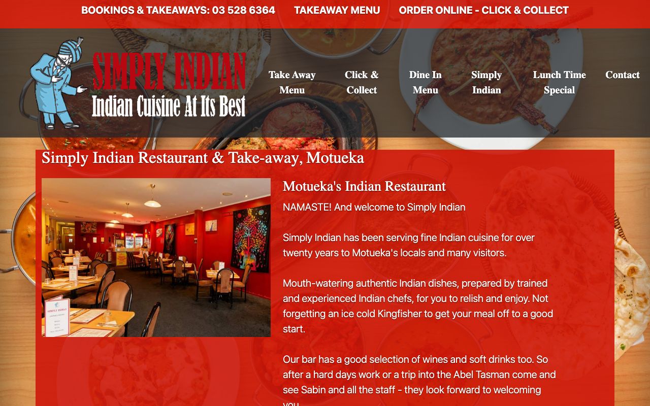 Preview of Simply Indian's website