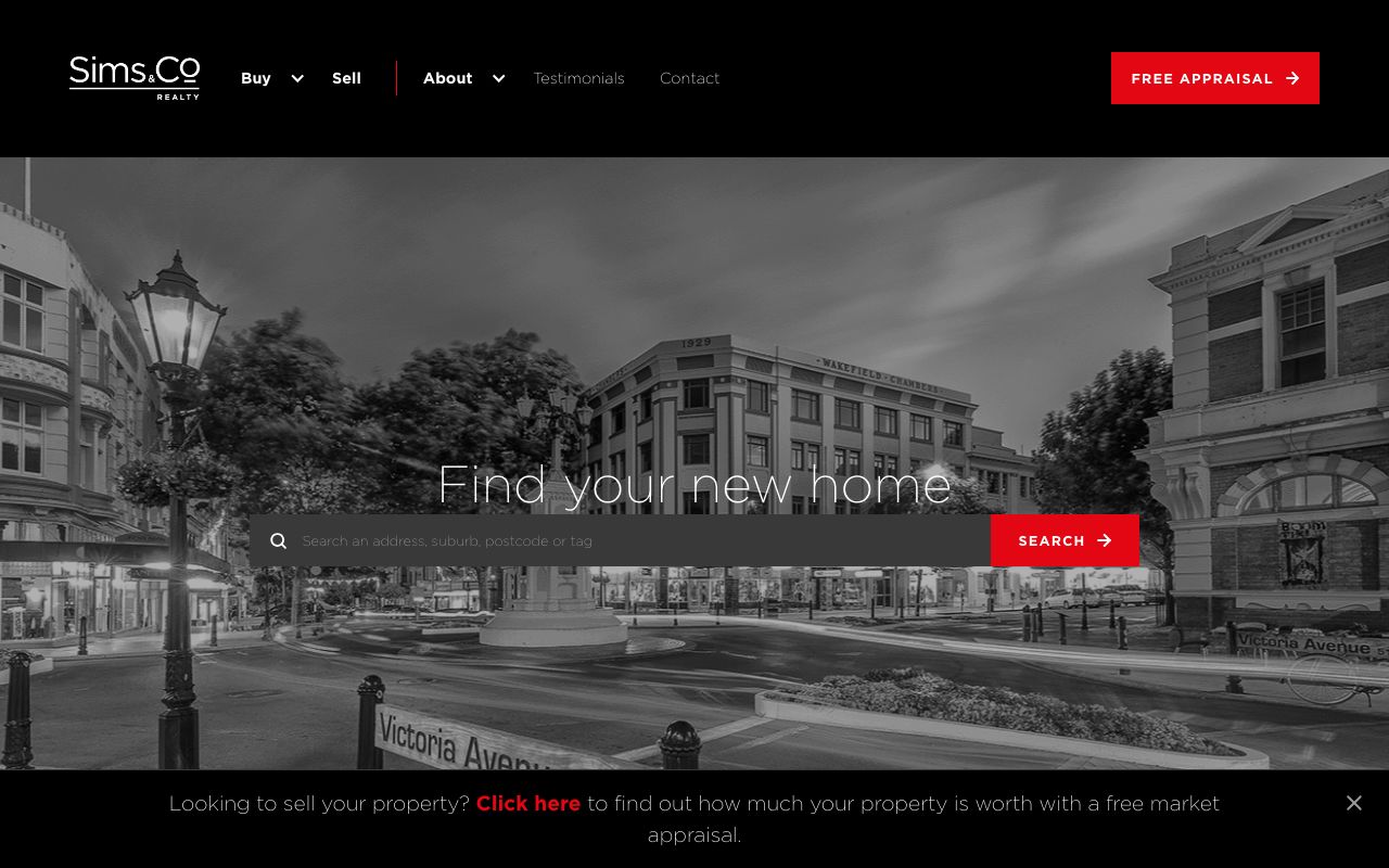 Preview of Sims & Co Realty's website