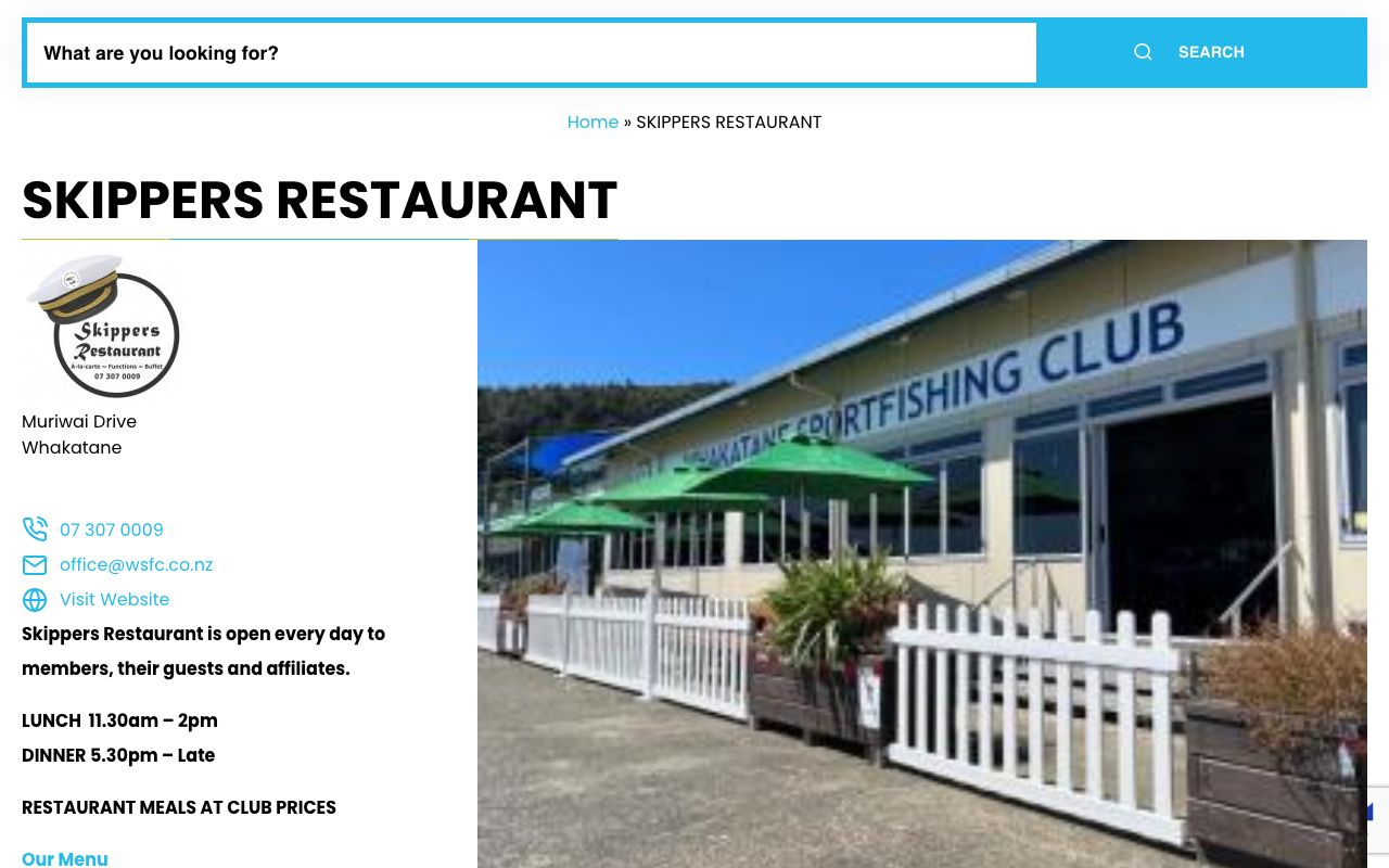 Preview of Skippers Restaurant's website